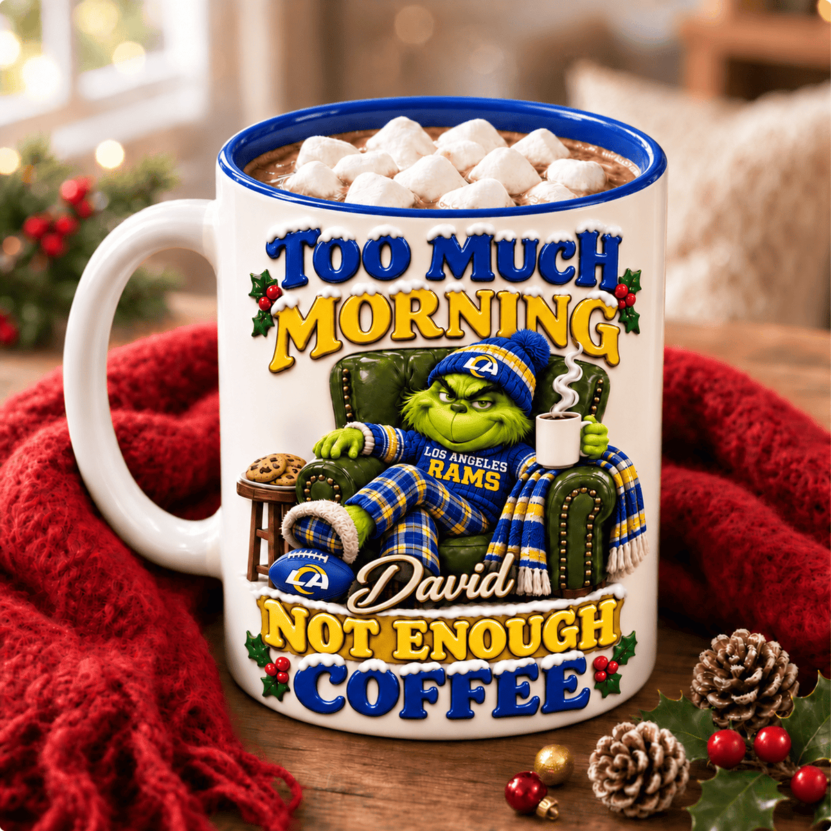 Los Angeles Rams NFL Funny Grinchmas Ceramic Mug Custom Any Name Gifts