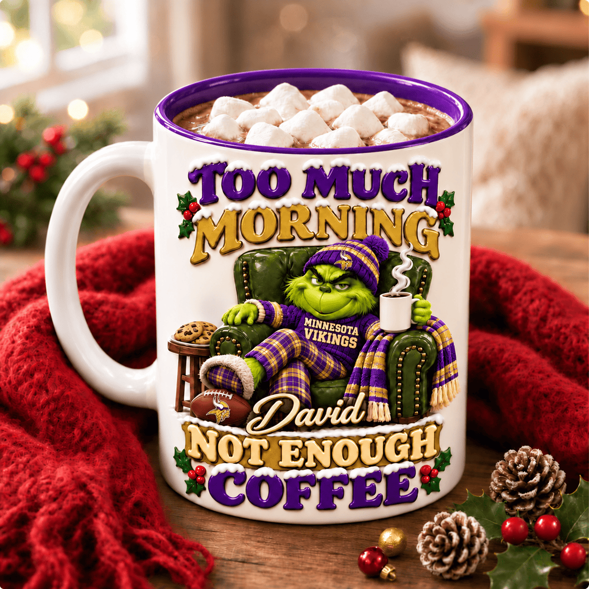 Minnesota Vikings NFL Funny Grinchmas Ceramic Mug Custom Any Name Gifts