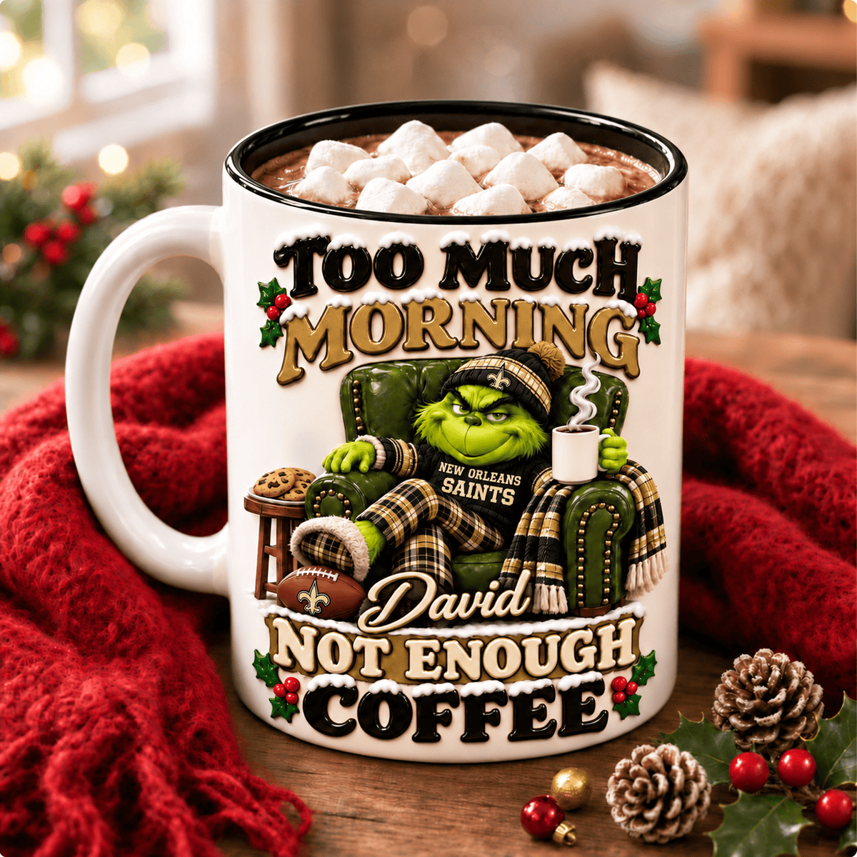New Orleans Saints NFL Funny Grinchmas Ceramic Mug Custom Any Name Gifts