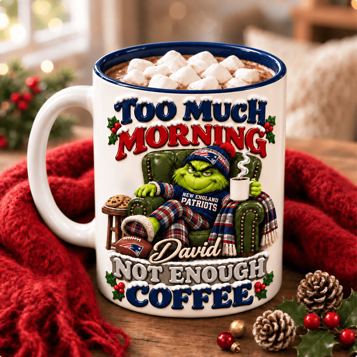 New England Patriots NFL Funny Grinchmas Ceramic Mug Custom Any Name Gifts