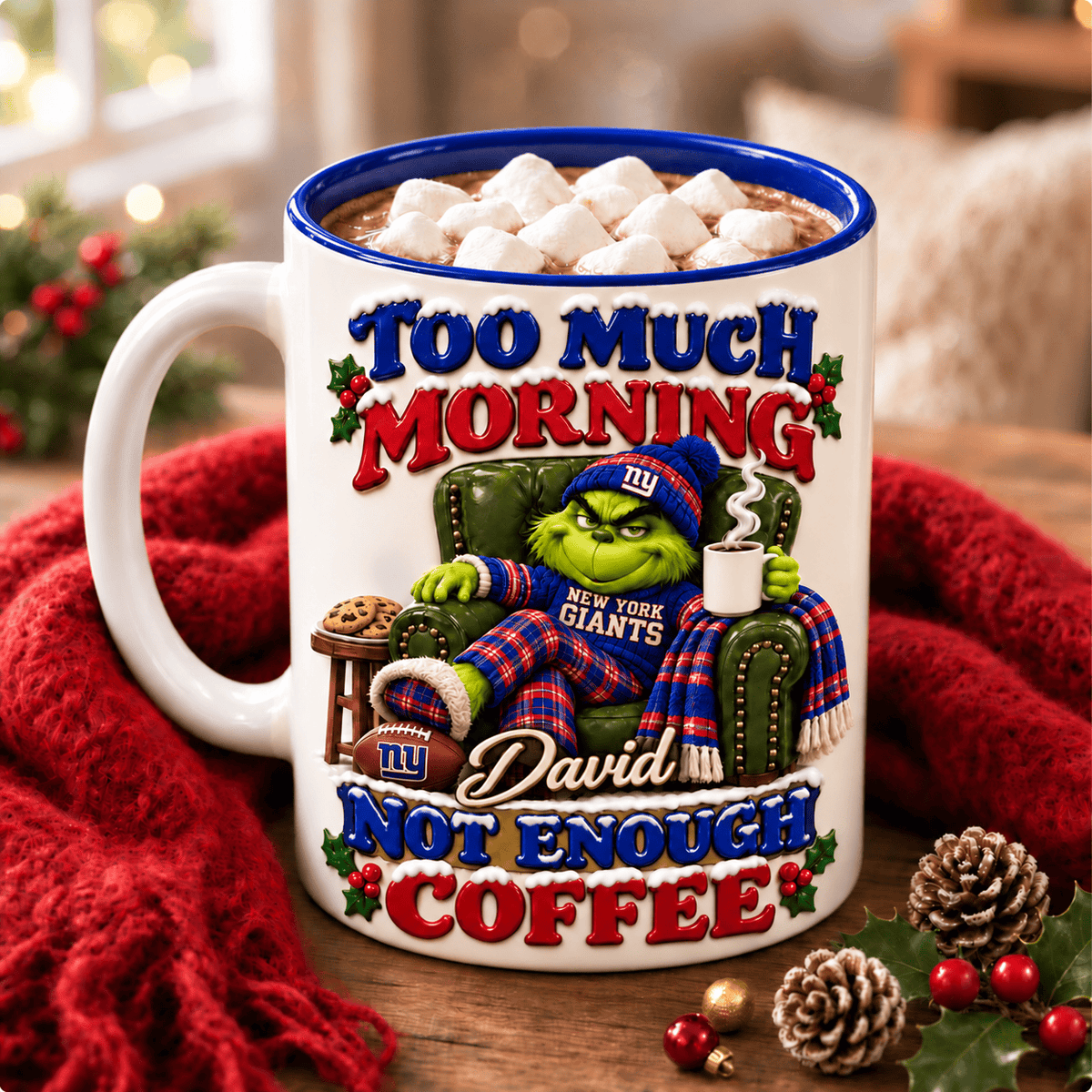 New York Giants NFL Funny Grinchmas Ceramic Mug Custom Any Name Gifts