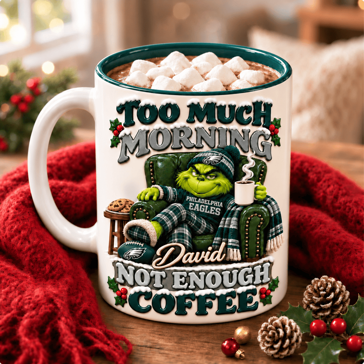 Philadelphia Eagles NFL Funny Grinchmas Ceramic Mug Custom Any Name Gifts