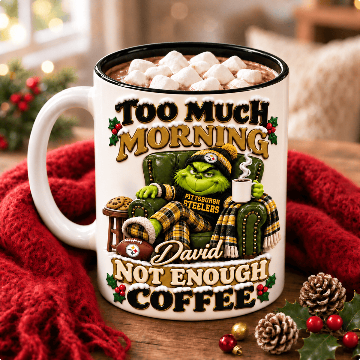 Pittsburgh Steelers NFL Funny Grinchmas Ceramic Mug Custom Any Name Gifts