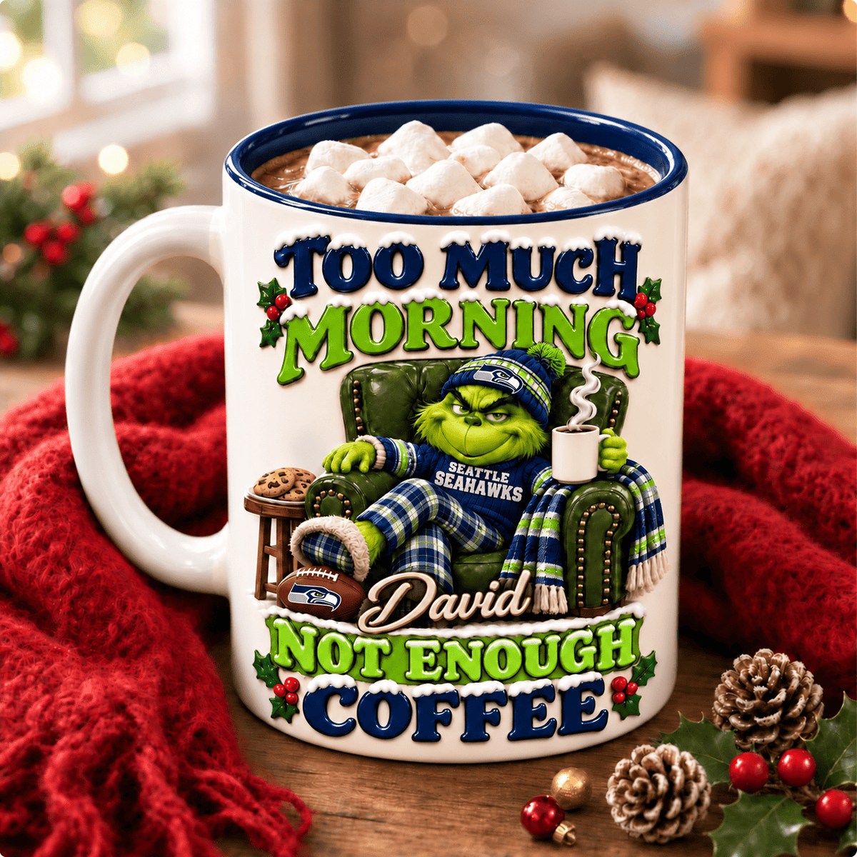 Seattle Seahawks NFL Funny Grinchmas Ceramic Mug Custom Any Name Gifts