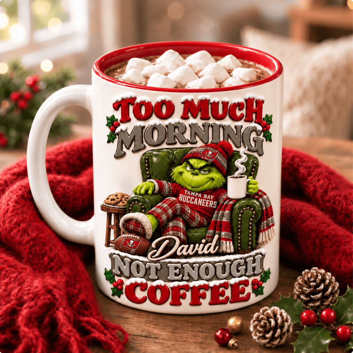 Tampa Bay Buccaneers NFL Funny Grinchmas Ceramic Mug Custom Any Name Gifts