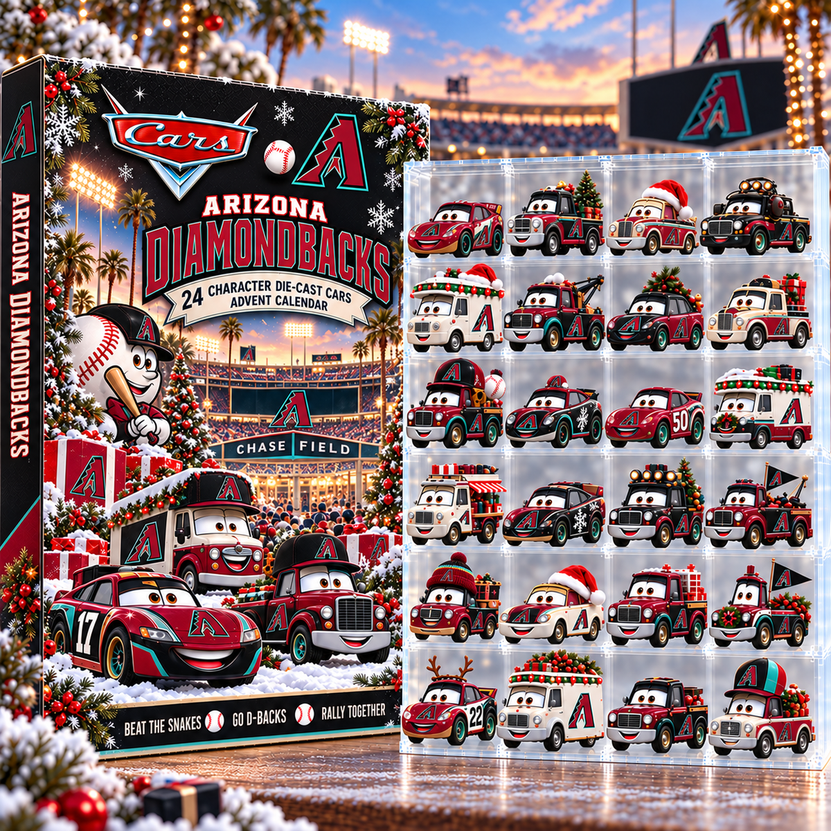 Arizona Diamondbacks MLB Baseball Christmas Advent Calendar 2026 – 24 Days Die-Cast Toy Cars Collection