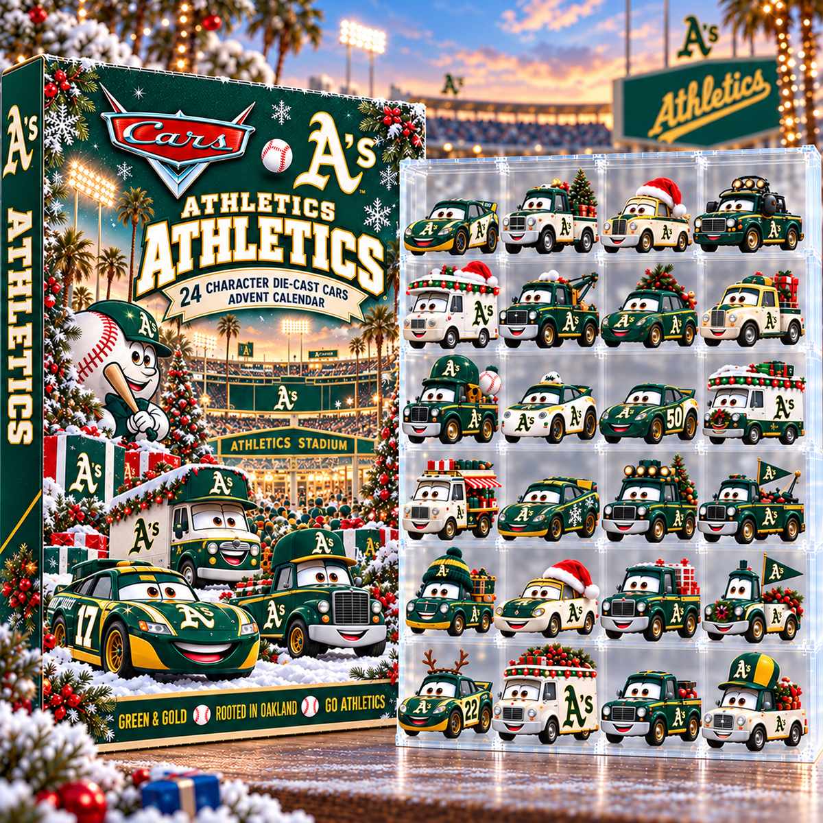 Athletics MLB Baseball Christmas Advent Calendar 2026 – 24 Days Die-Cast Toy Cars Collection