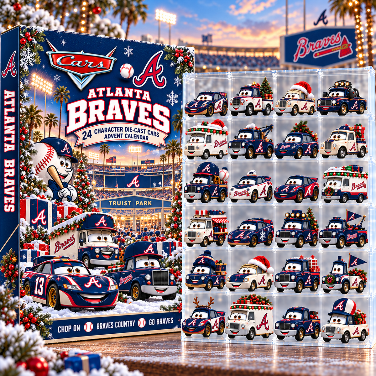 Atlanta Braves MLB Baseball Christmas Advent Calendar 2026 – 24 Days Die-Cast Toy Cars Collection