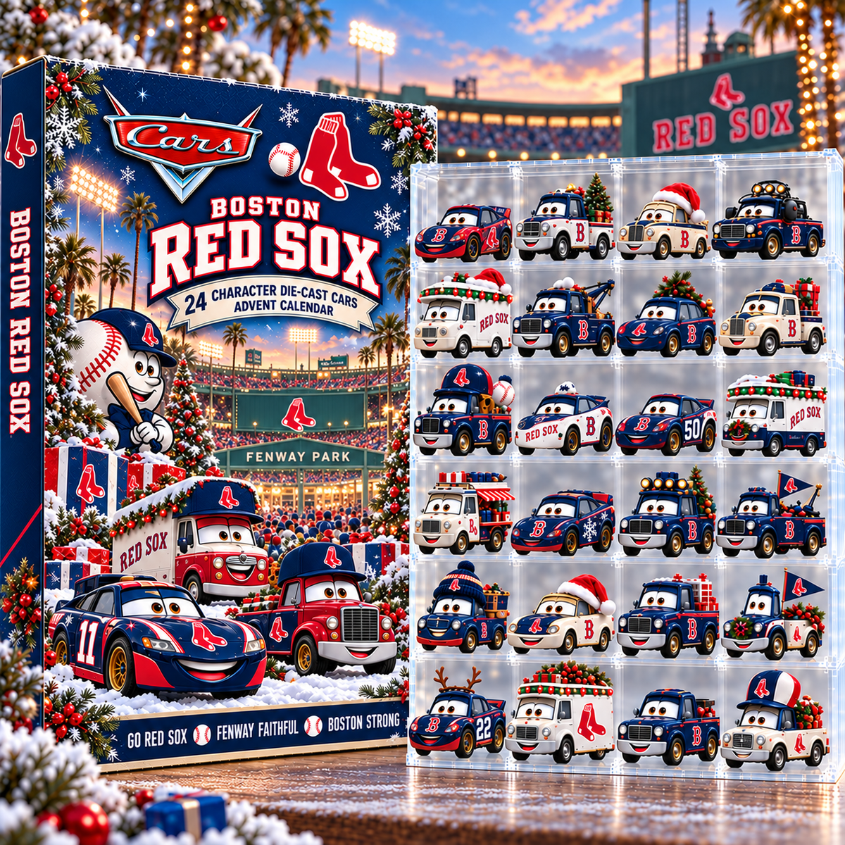Boston Red Sox MLB Baseball Christmas Advent Calendar 2026 – 24 Days Die-Cast Toy Cars Collection