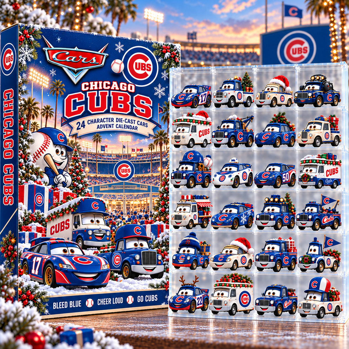 Chicago Cubs MLB Baseball Christmas Advent Calendar 2026 – 24 Days Die-Cast Toy Cars Collection