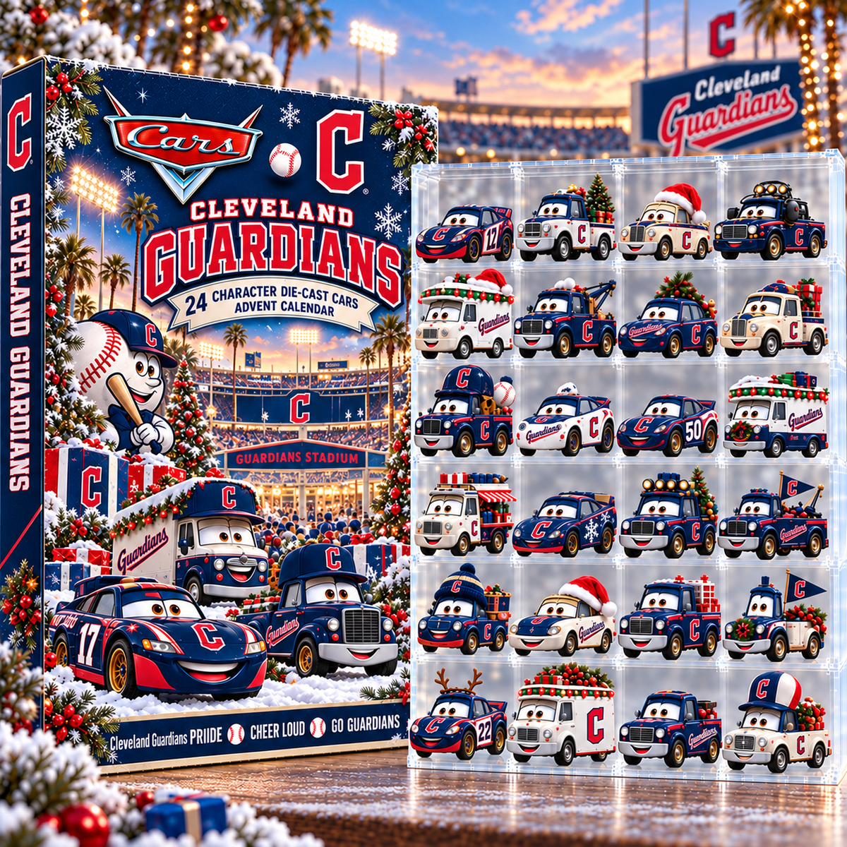 Cleveland Guardians MLB Baseball Christmas Advent Calendar 2026 – 24 Days Die-Cast Toy Cars Collection