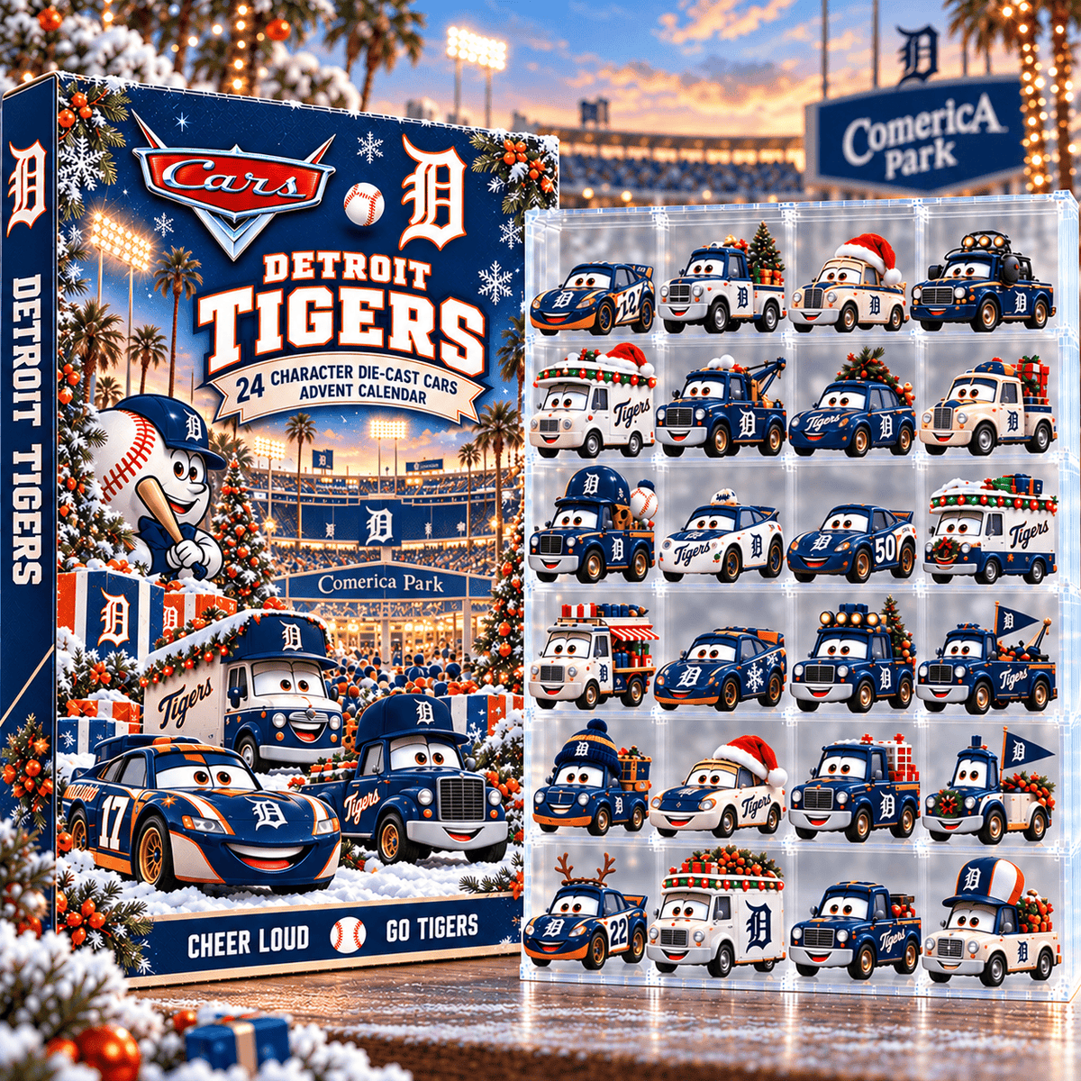 Detroit Tigers MLB Baseball Christmas Advent Calendar 2026 – 24 Days Die-Cast Toy Cars Collection
