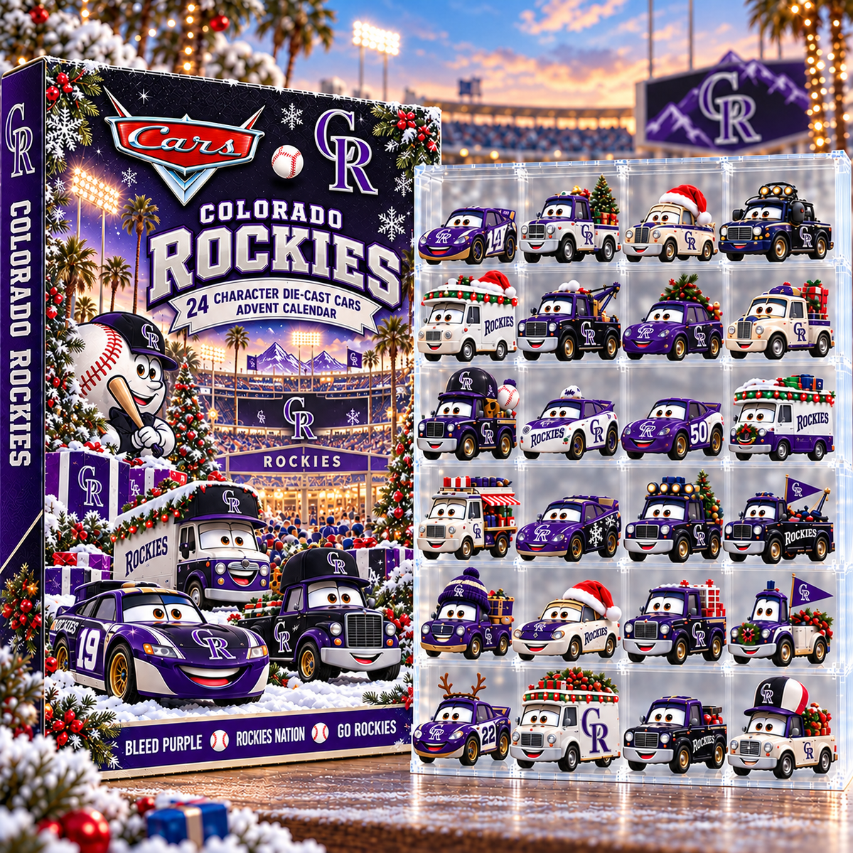 Colorado Rockies MLB Baseball Christmas Advent Calendar 2026 – 24 Days Die-Cast Toy Cars Collection