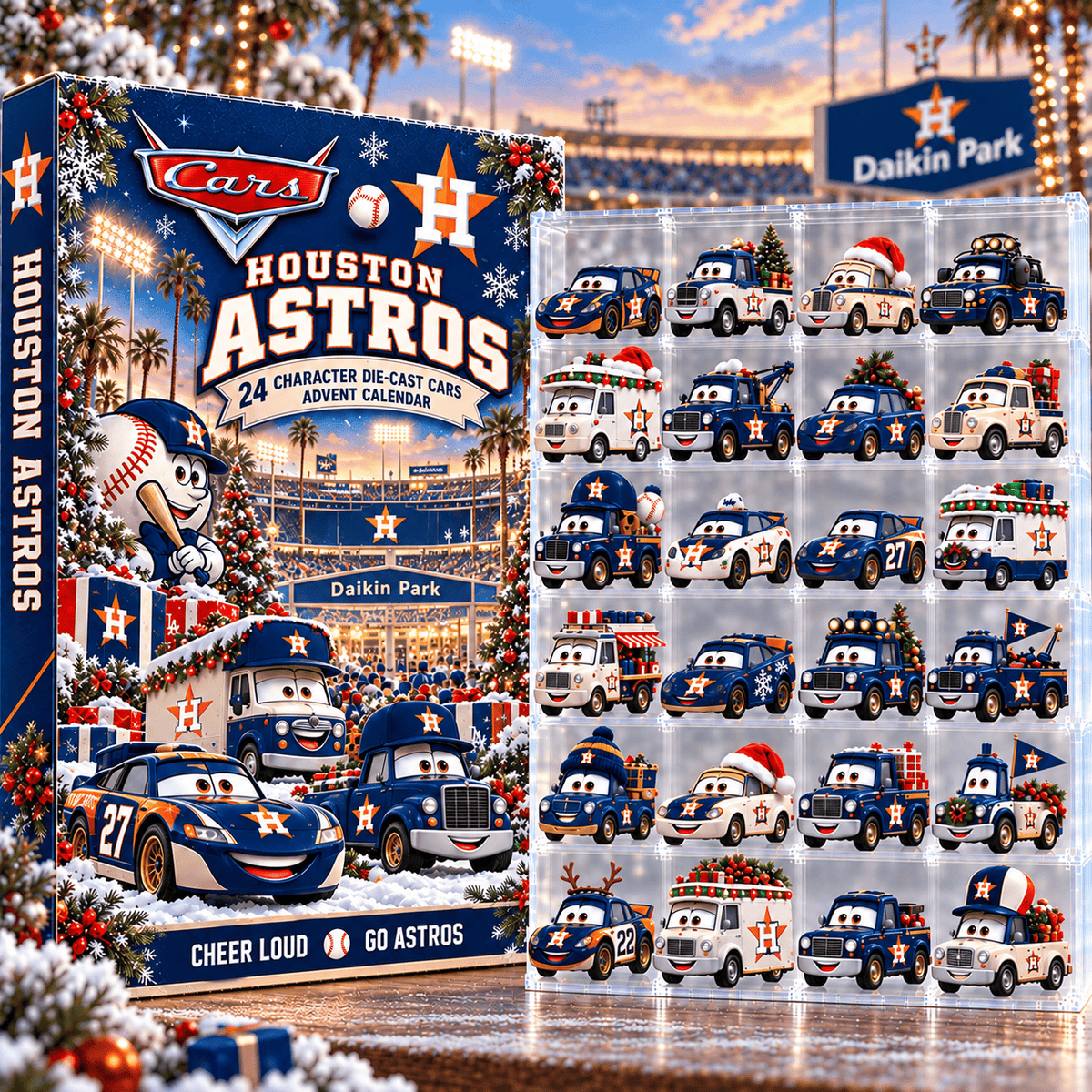 Houston Astros MLB Baseball Christmas Advent Calendar 2026 – 24 Days Die-Cast Toy Cars Collection