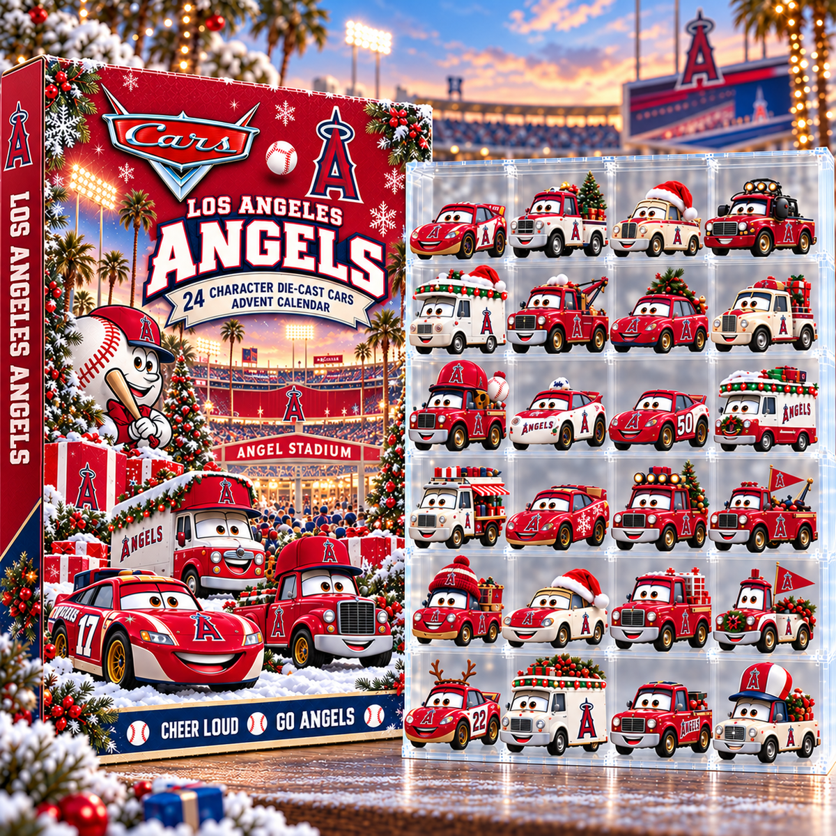 Los Angeles Angels MLB Baseball Christmas Advent Calendar 2026 – 24 Days Die-Cast Toy Cars Collection