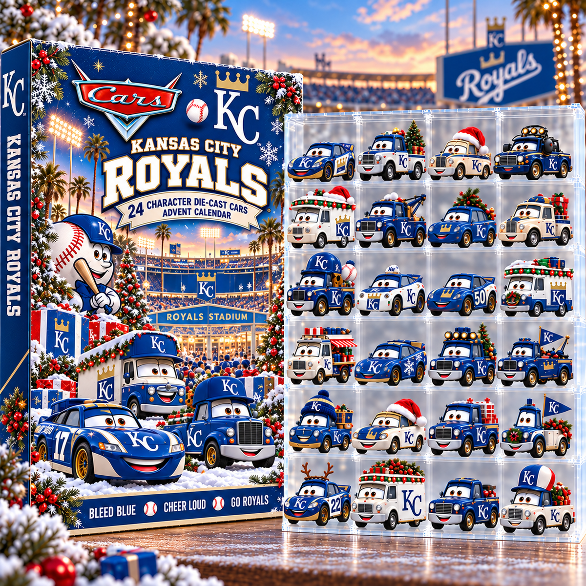 Kansas City Royals MLB Baseball Christmas Advent Calendar 2026 – 24 Days Die-Cast Toy Cars Collection