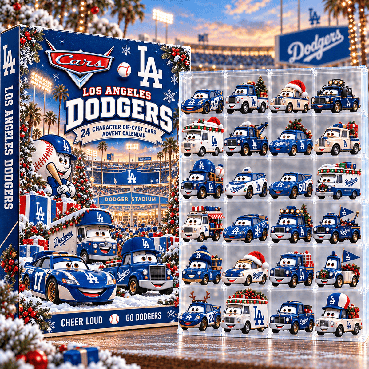 Los Angeles Dodgers MLB Baseball Christmas Advent Calendar 2026 – 24 Days Die-Cast Toy Cars Collection