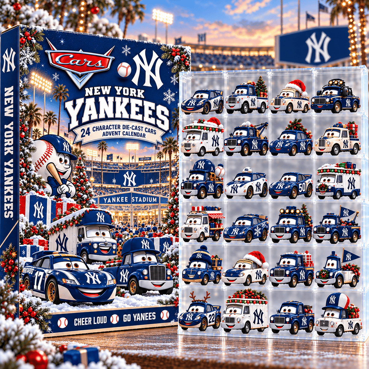 New York Yankees MLB Baseball Christmas Advent Calendar 2026 – 24 Days Die-Cast Toy Cars Collection