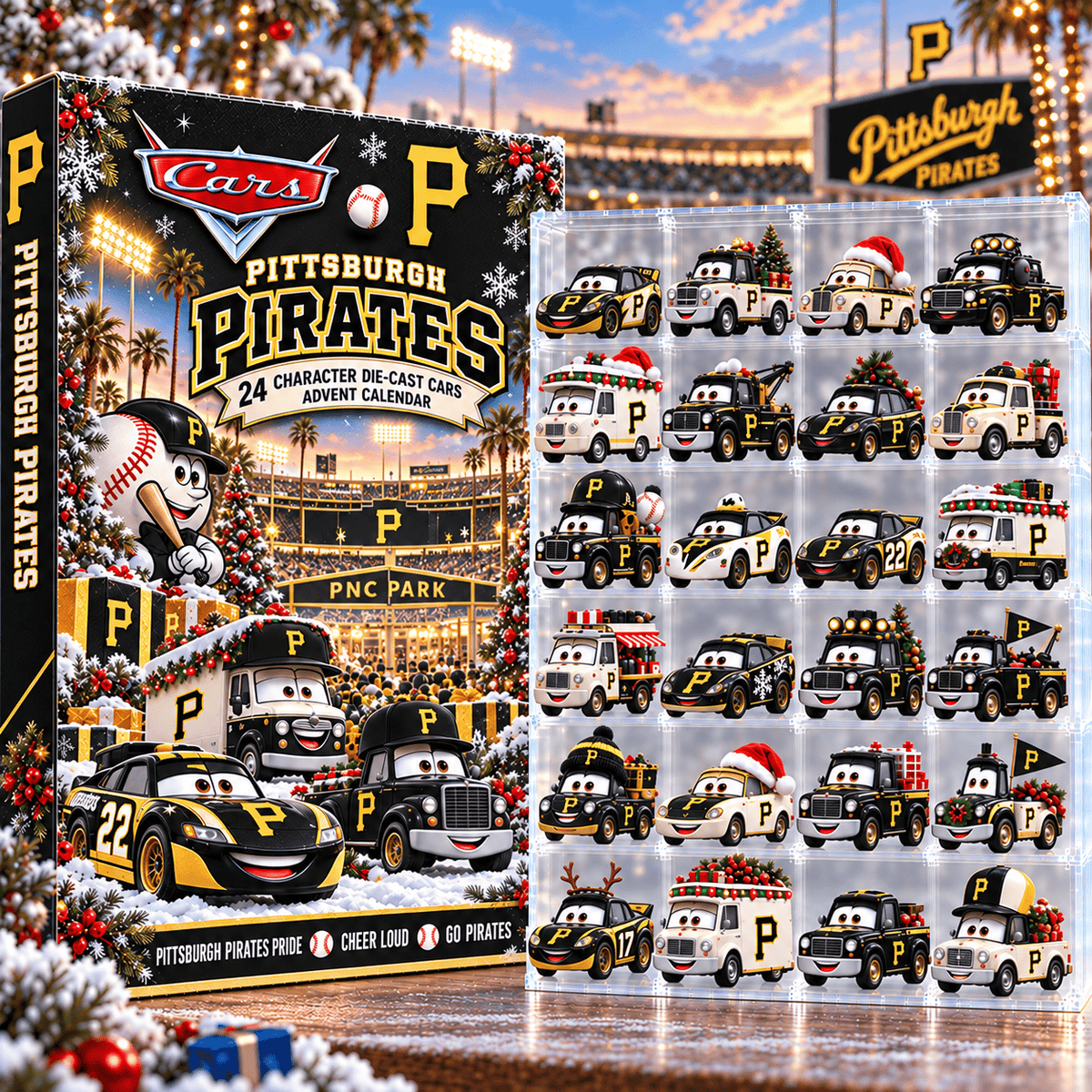 Pittsburgh Pirates MLB Baseball Christmas Advent Calendar 2026 – 24 Days Die-Cast Toy Cars Collection