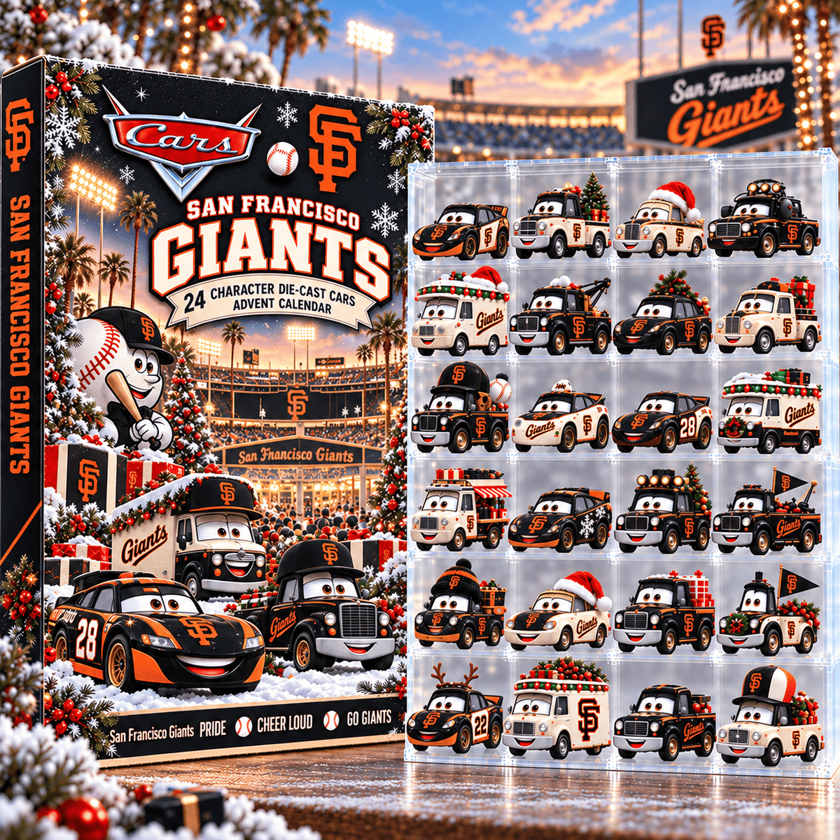 San Francisco Giants MLB Baseball Christmas Advent Calendar 2026 – 24 Days Die-Cast Toy Cars Collection