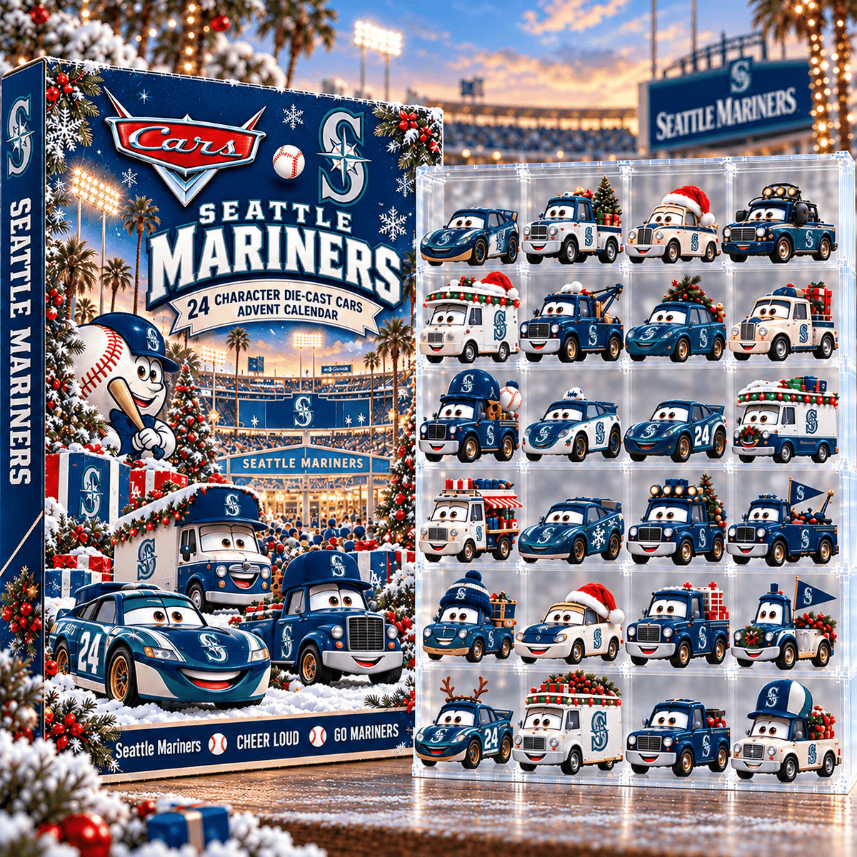 Seattle Mariners MLB Baseball Christmas Advent Calendar 2026 – 24 Days Die-Cast Toy Cars Collection