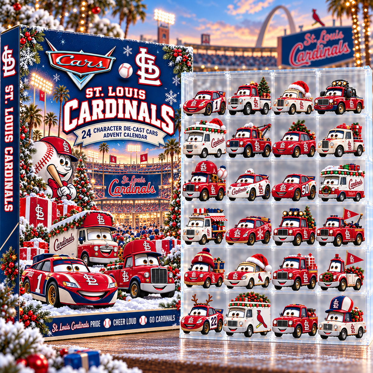 St. Louis Cardinals MLB Baseball Christmas Advent Calendar 2026 – 24 Days Die-Cast Toy Cars Collection