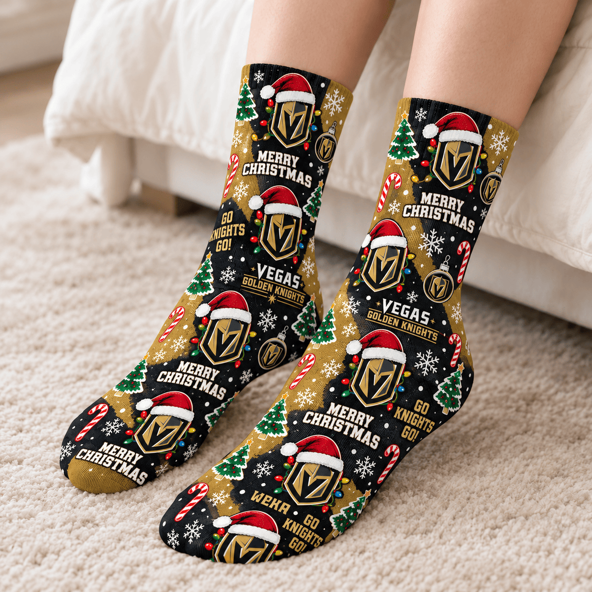 Vegas Golden Knights NHL Christmas Socks