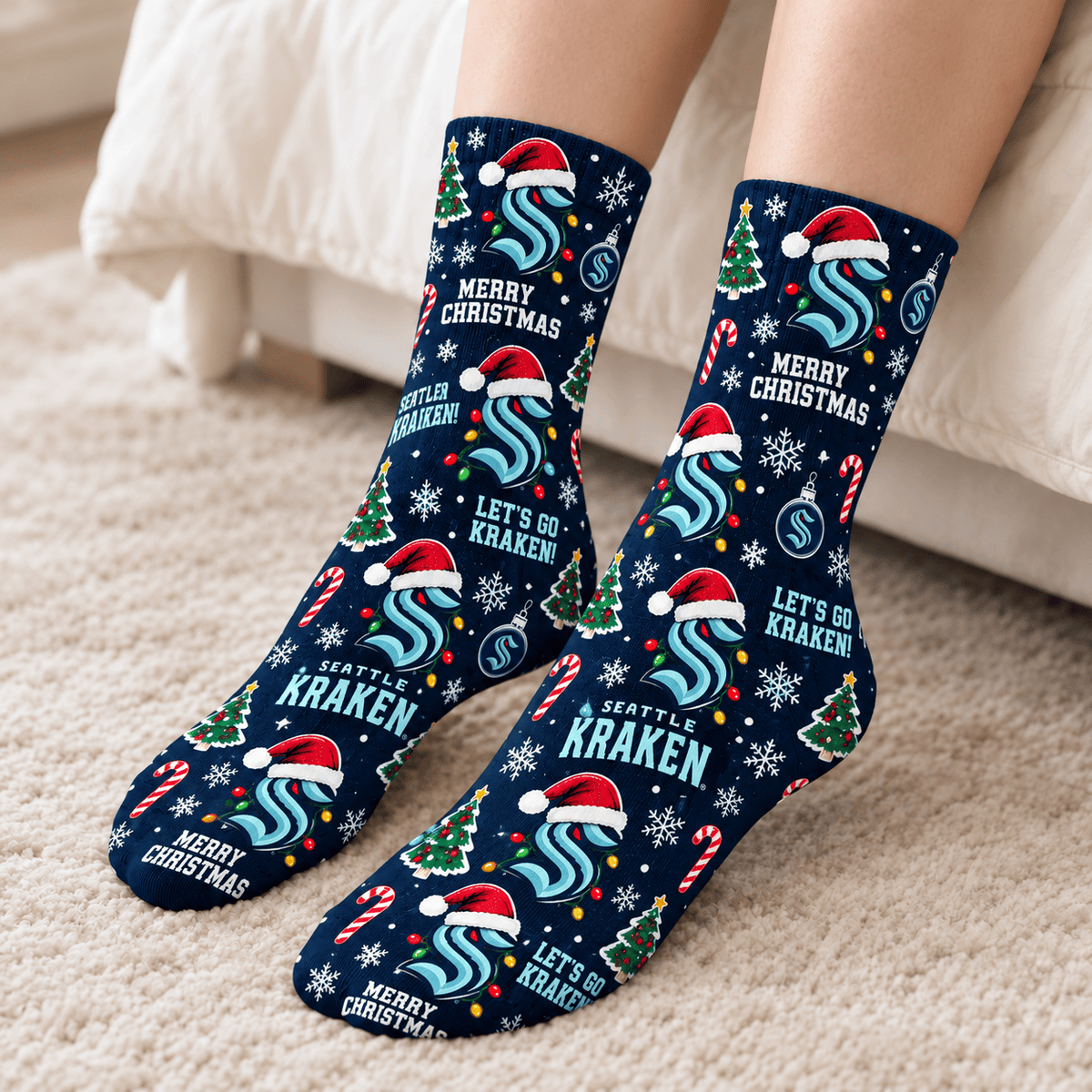 Seattle Kraken NHL Christmas Socks