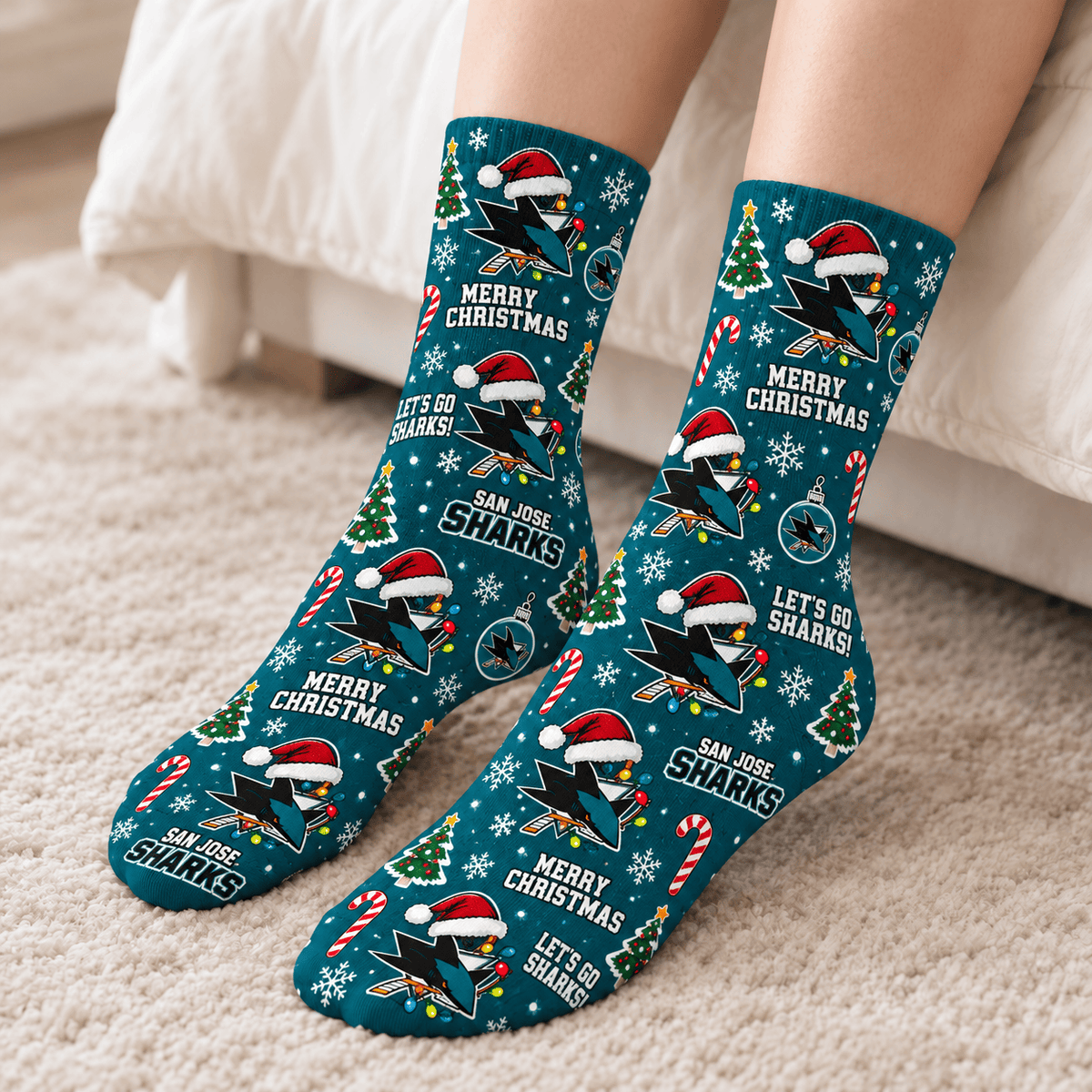 San Jose Sharks NHL Christmas Socks