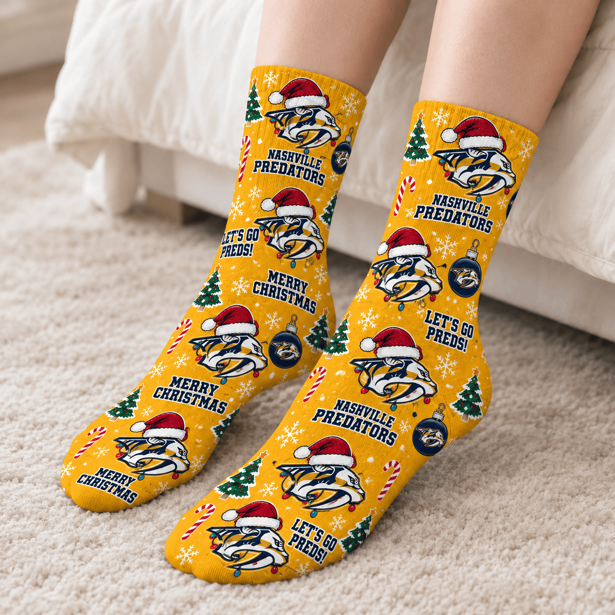 Nashville Predators NHL Christmas Socks