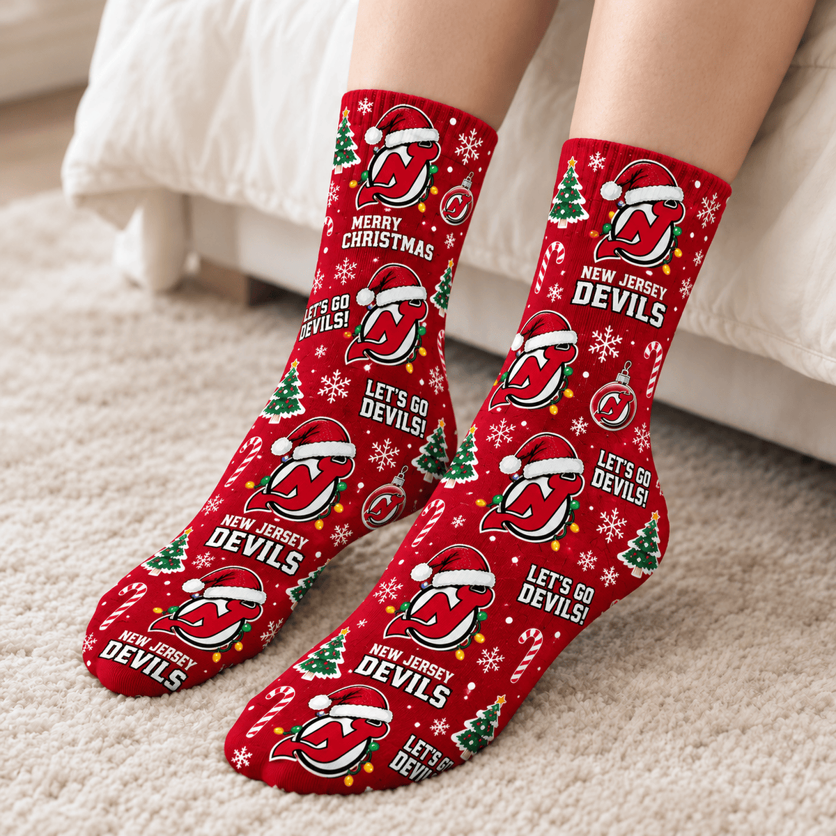 New Jersey Devils NHL Christmas Socks