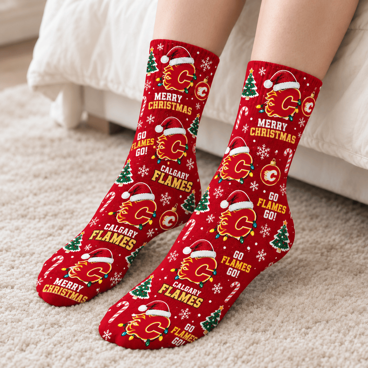 Calgary Flames NHL Christmas Socks