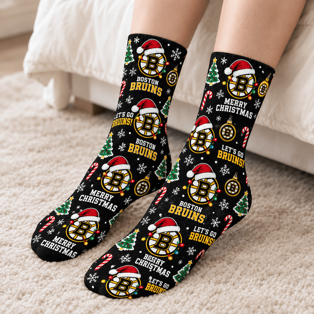 Boston Bruins NHL Christmas Socks