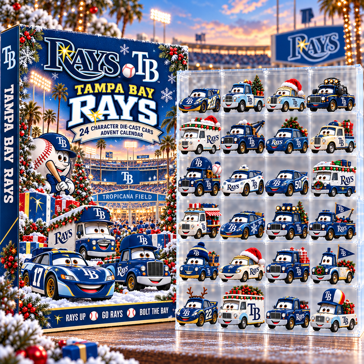 Tampa Bay Rays MLB Baseball Christmas Advent Calendar 2026 – 24 Days Die-Cast Toy Cars Collection