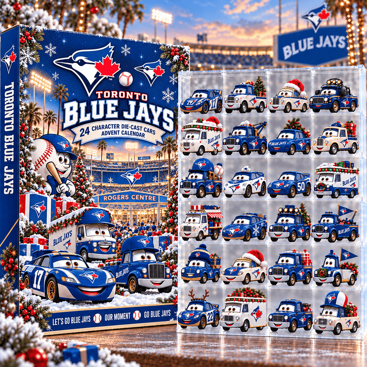 Toronto Blue Jays MLB Baseball Christmas Advent Calendar 2026 – 24 Days Die-Cast Toy Cars Collection