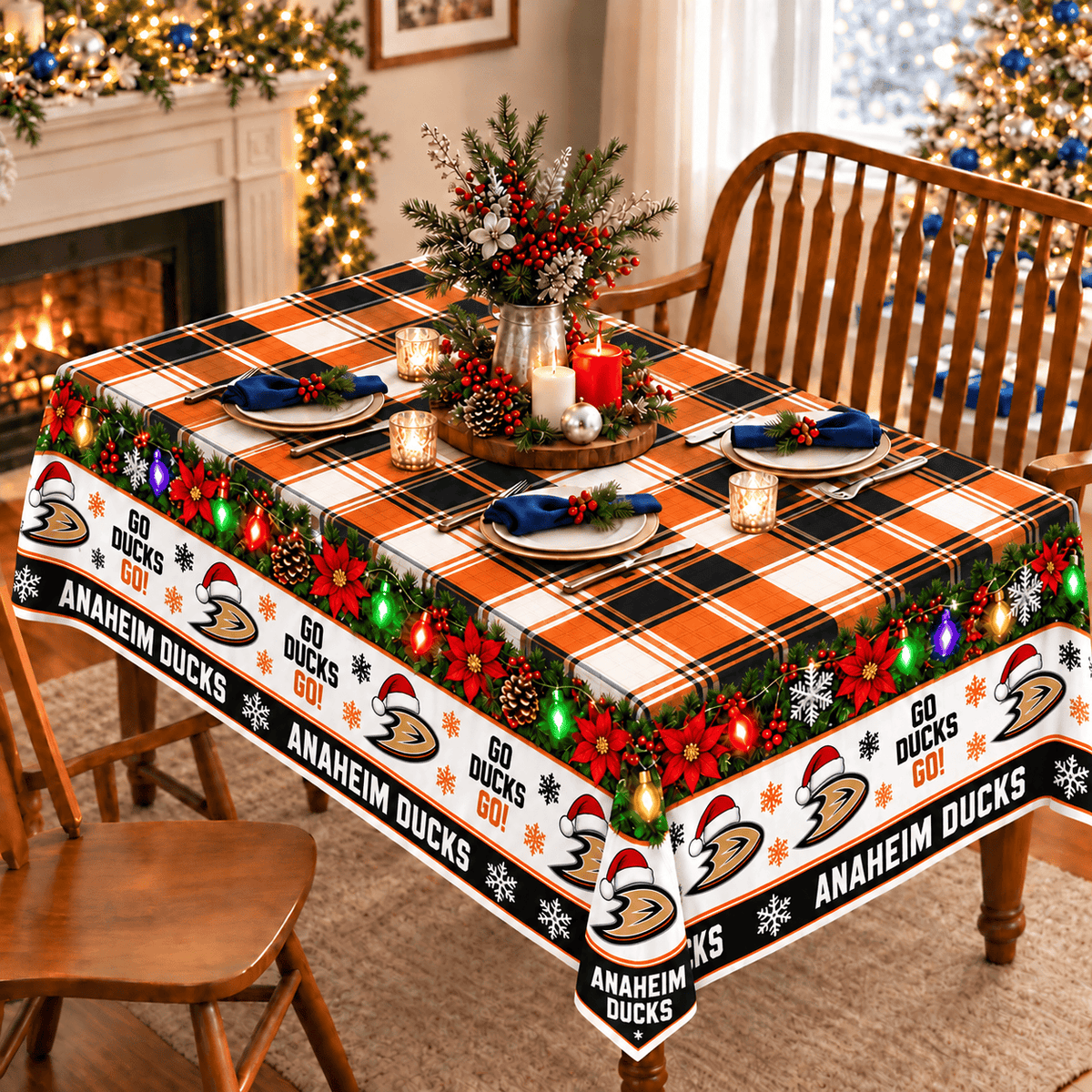 Anaheim Ducks Christmas Tablecloth