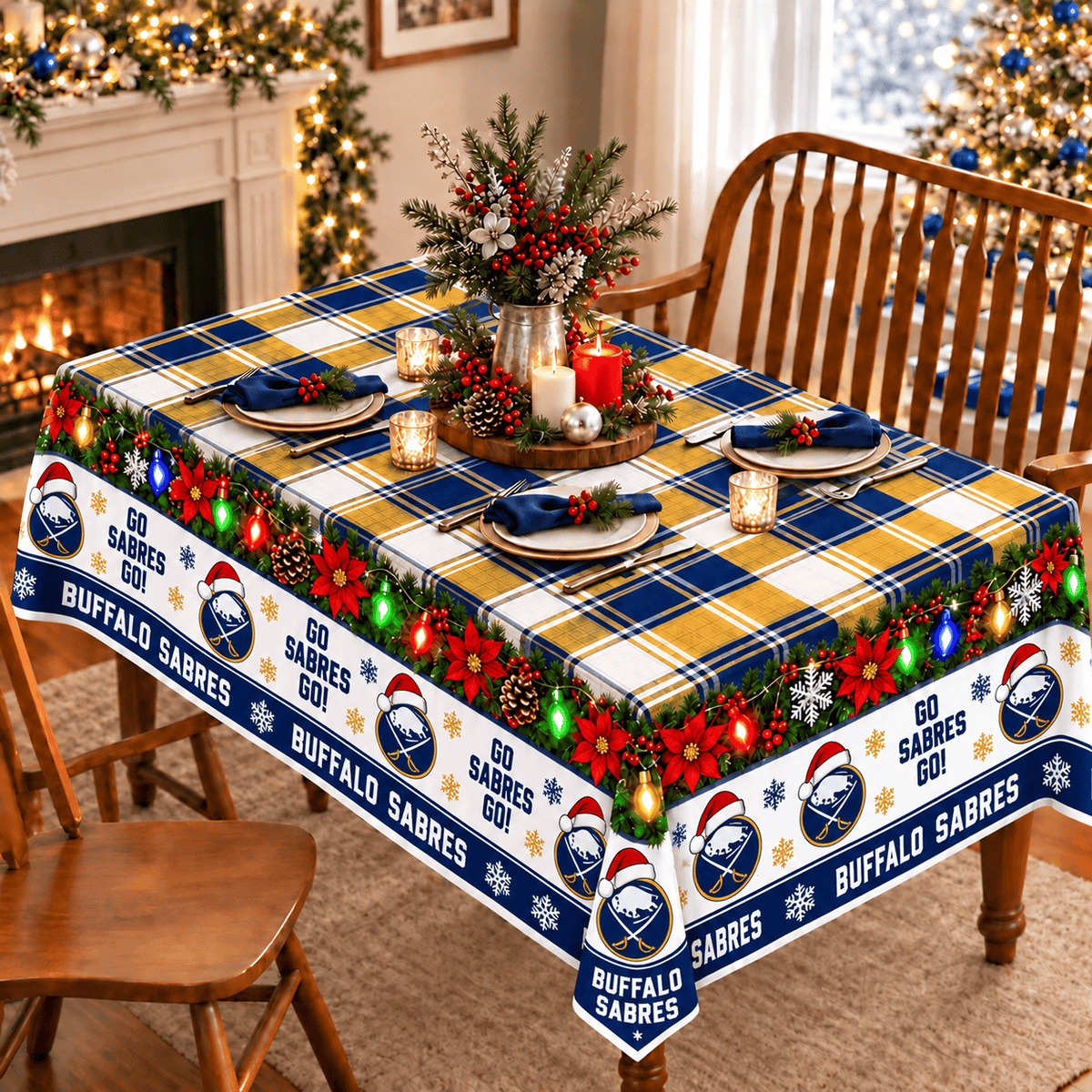 Buffalo Sabres Christmas Tablecloth