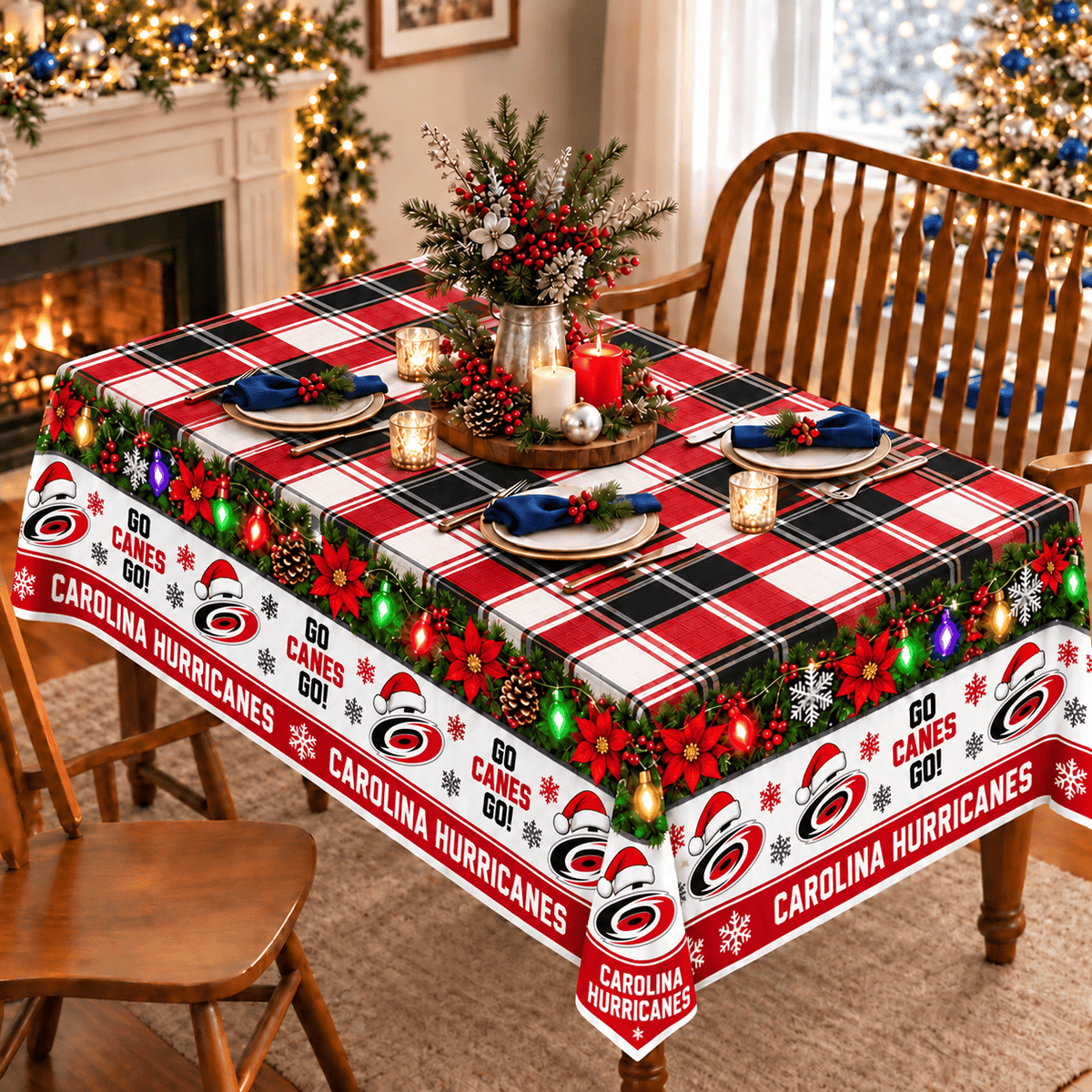 Carolina Hurricanes Christmas Tablecloth