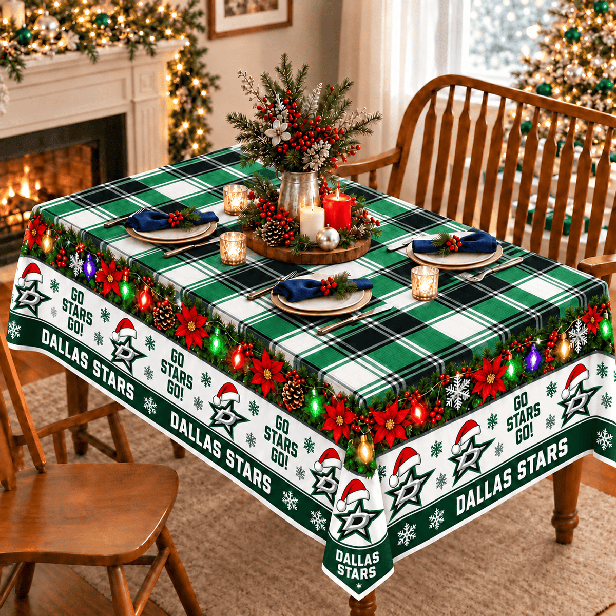 Dallas Stars Christmas Tablecloth