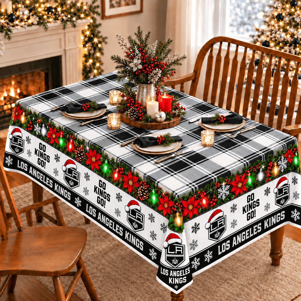 Los Angeles Kings Christmas Tablecloth