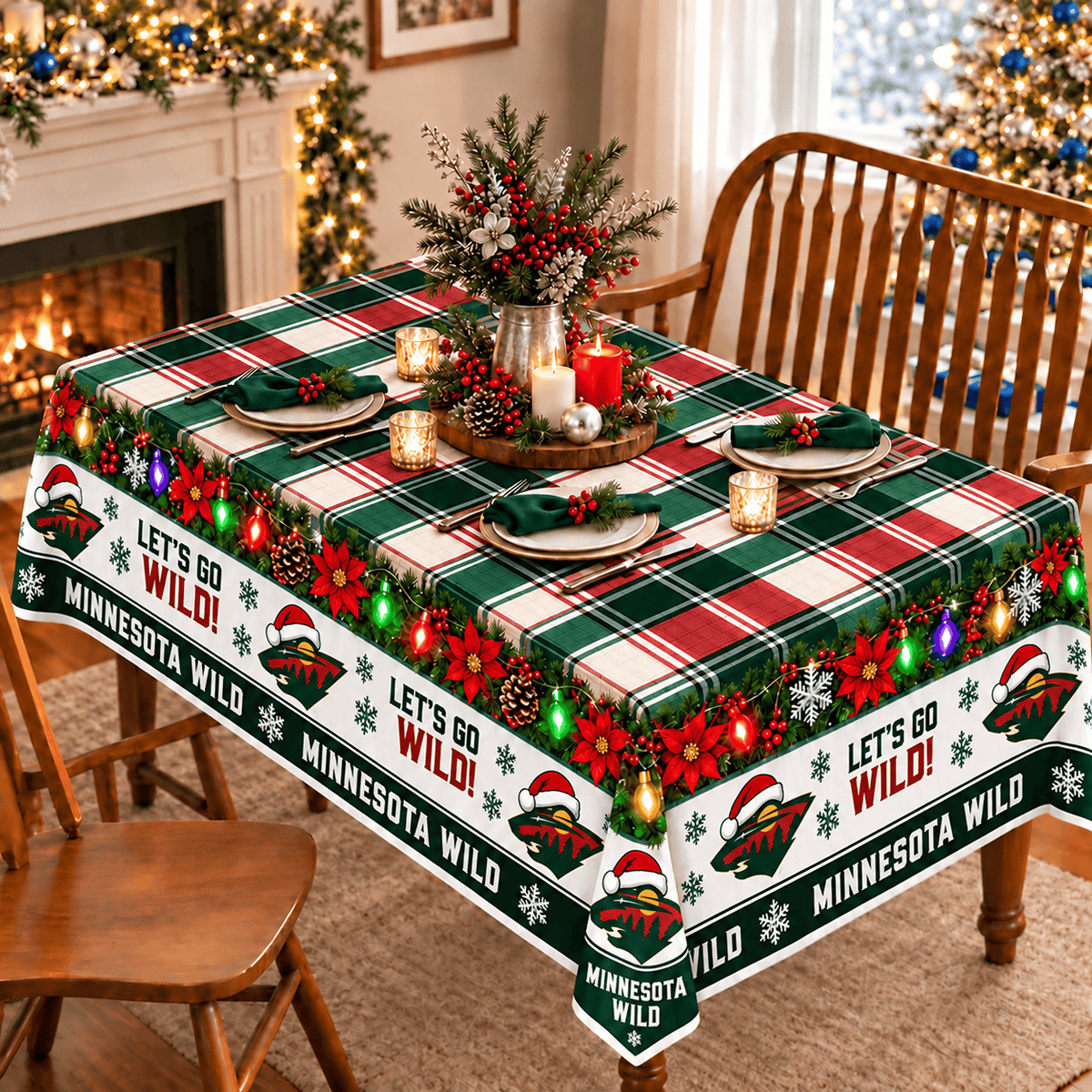 Minnesota Wild Christmas Tablecloth