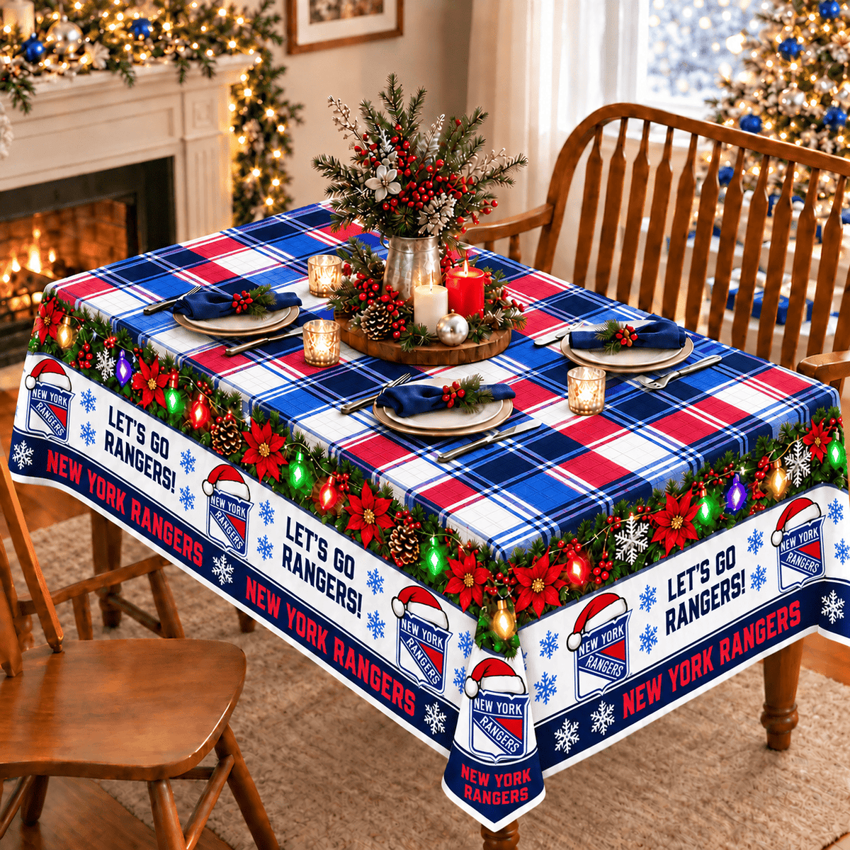 New York Rangers Christmas Tablecloth