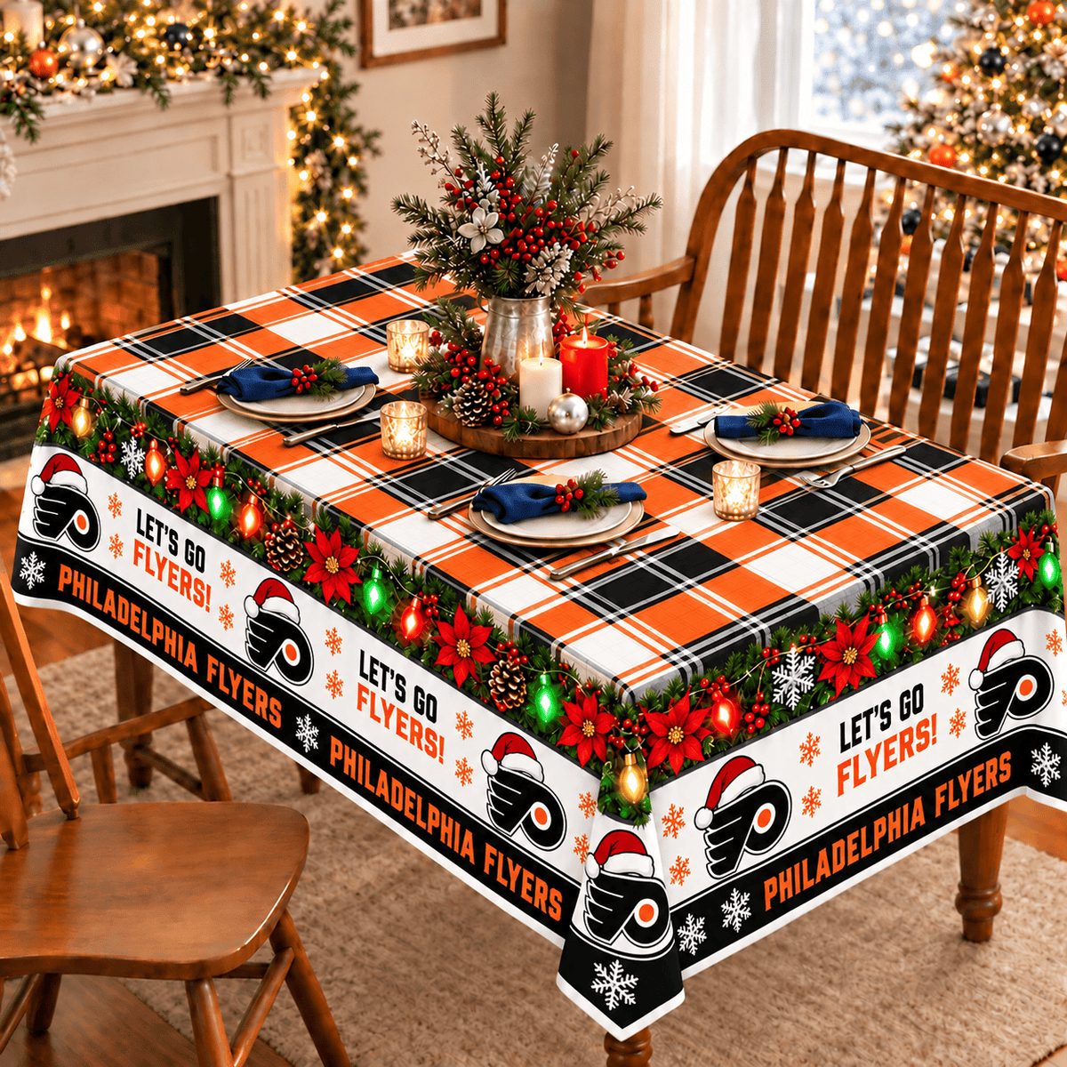 Philadelphia Flyers Christmas Tablecloth