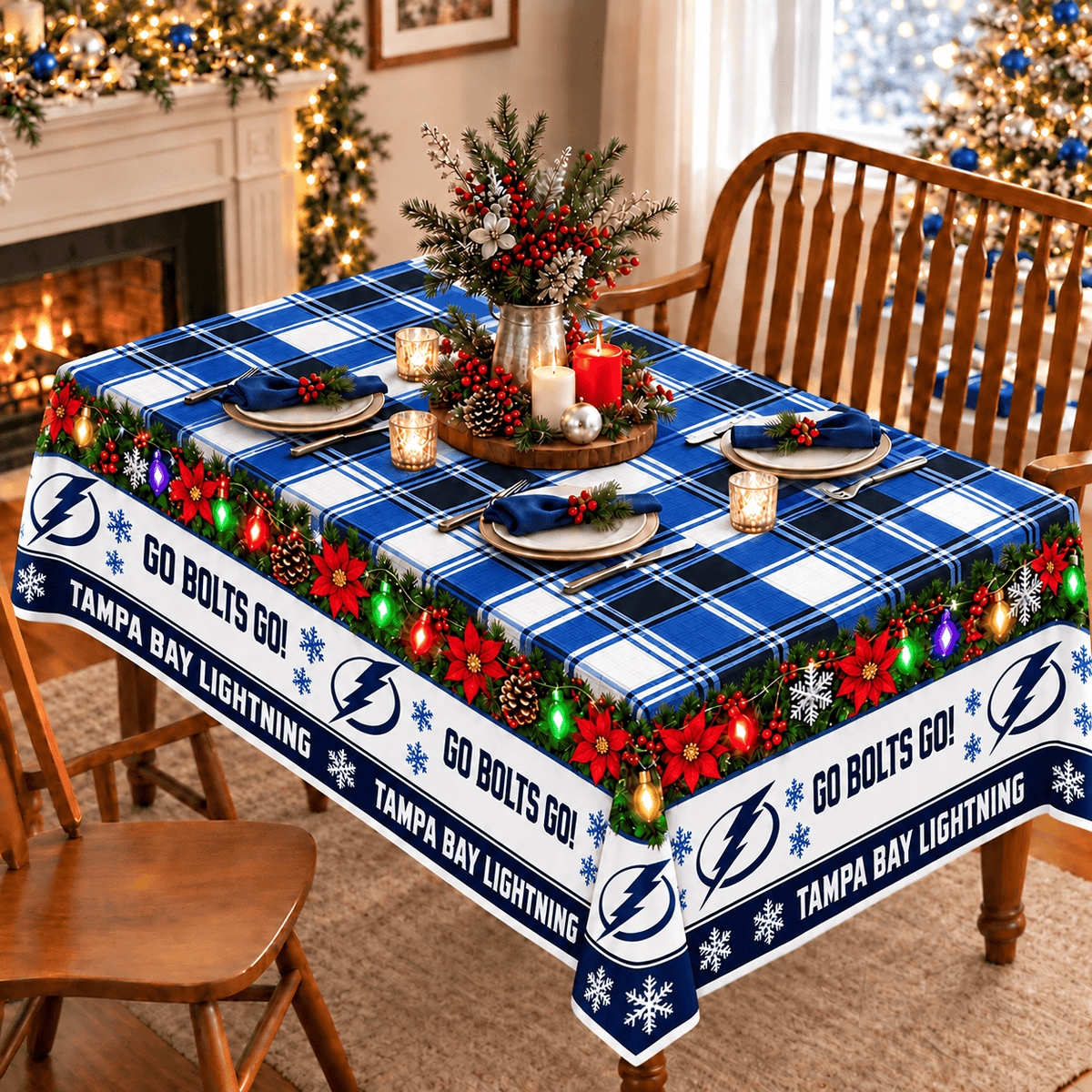 Tampa Bay Lightning Christmas Tablecloth