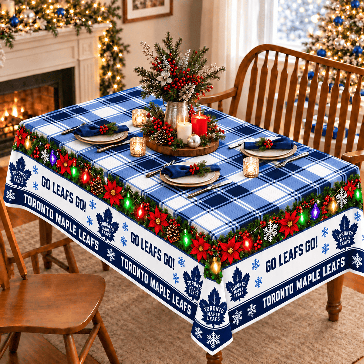 Toronto Maple Leafs Christmas Tablecloth