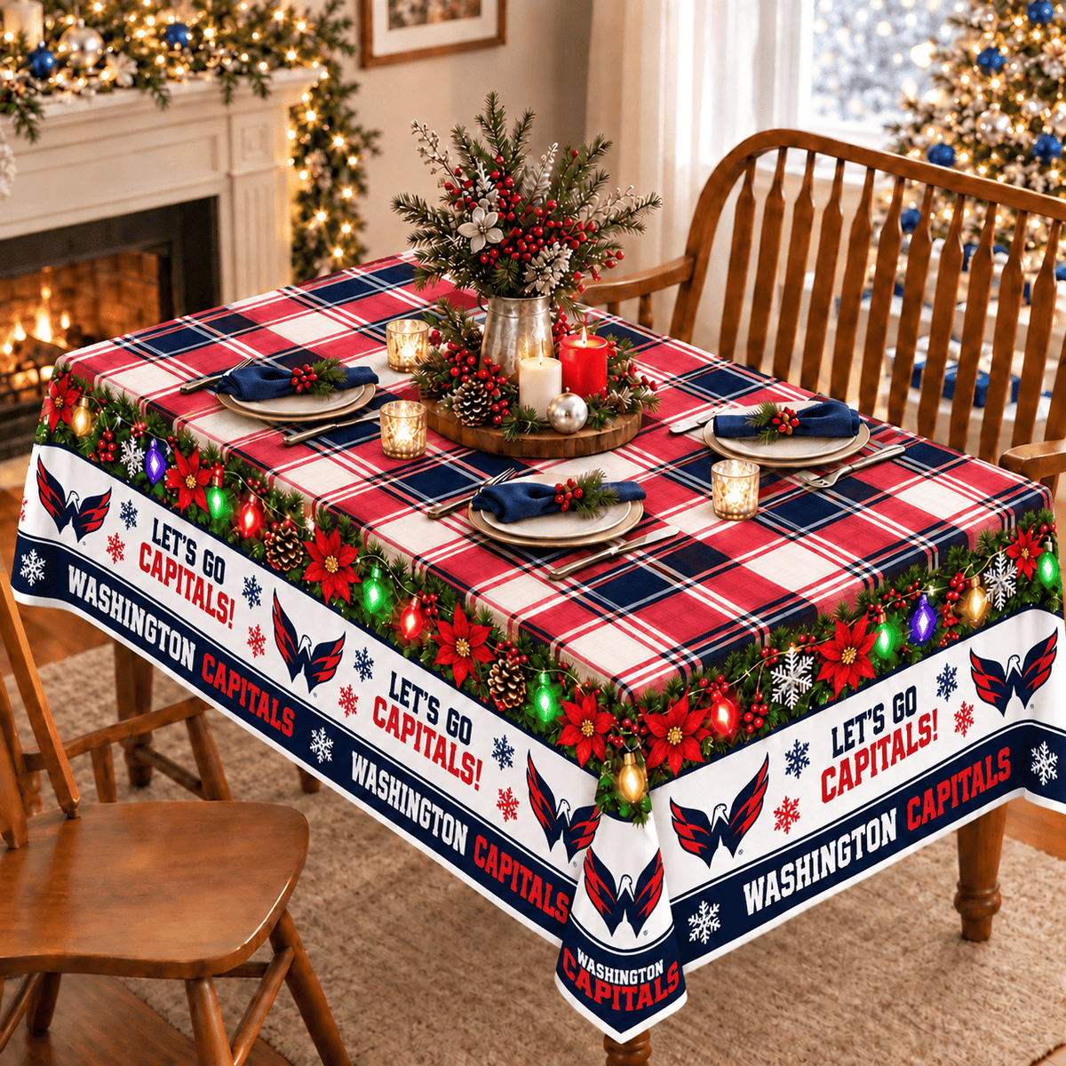 Washington Capitals Christmas Tablecloth