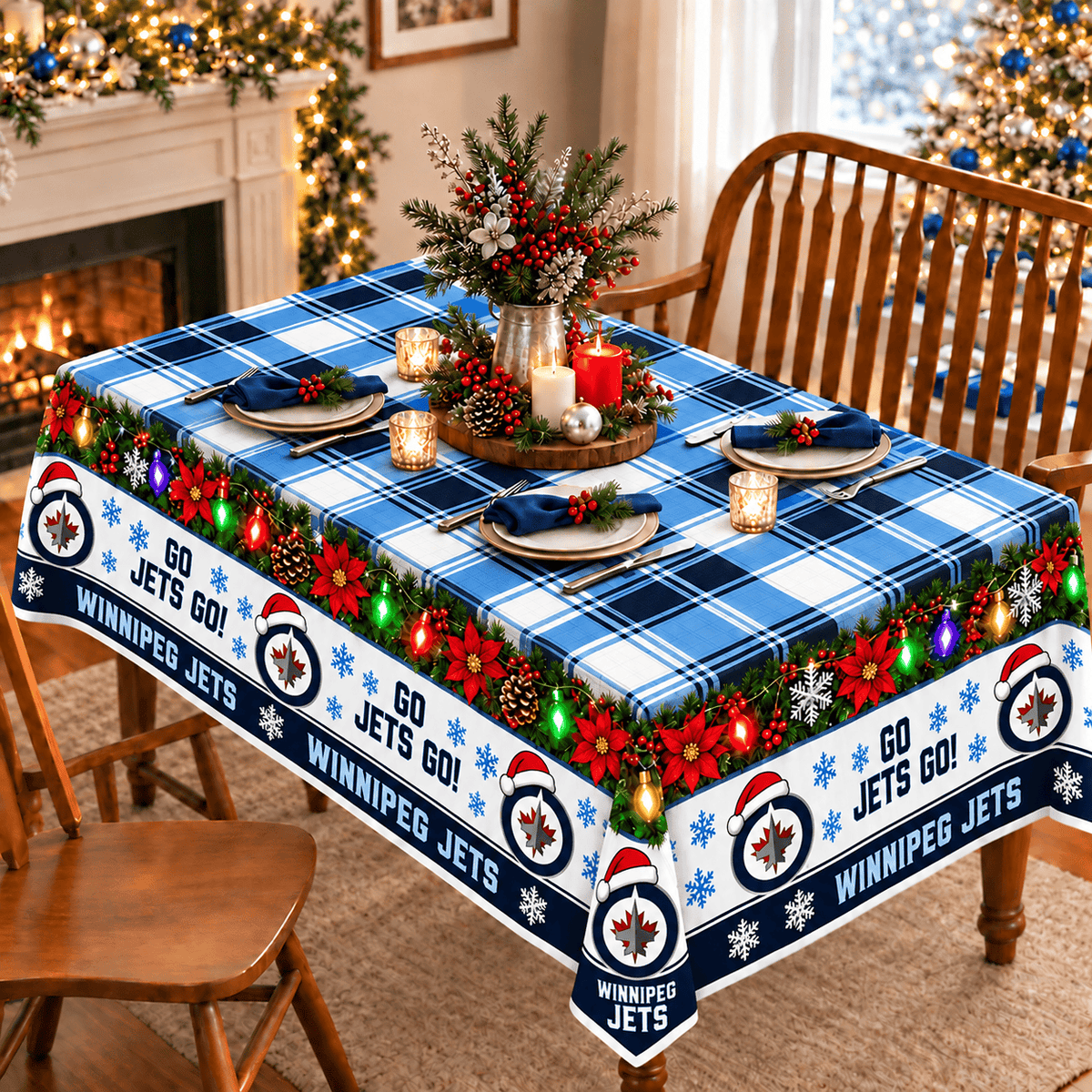 Winnipeg Jets Christmas Tablecloth