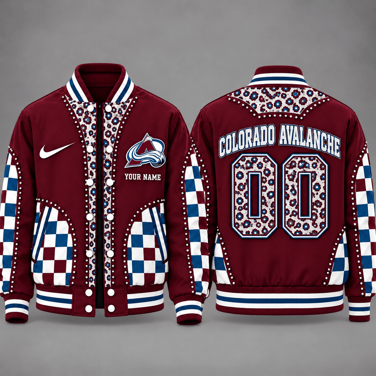 Colorado Avalanche Personalized NHL Team Leopard Print Baseball Jacket