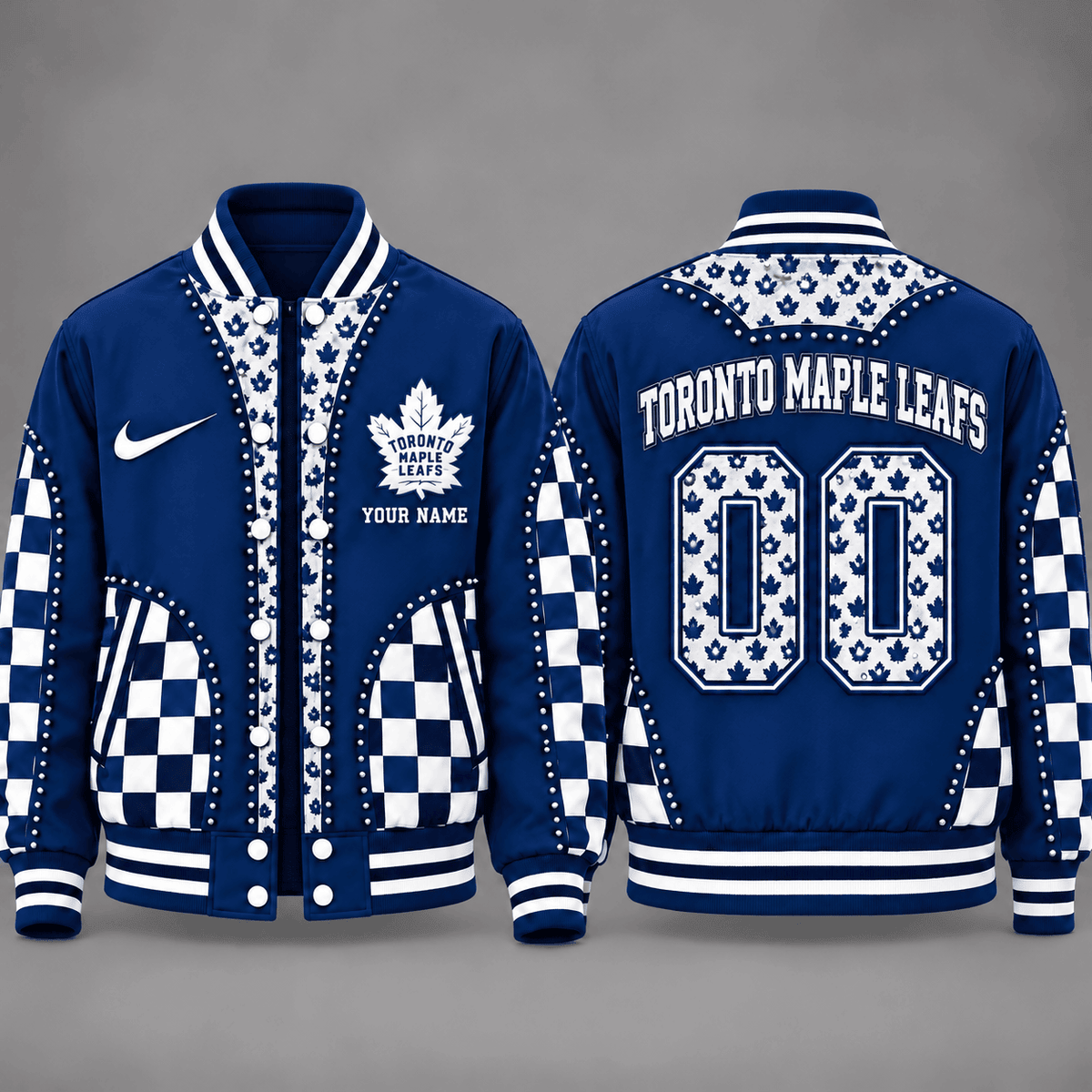 Toronto Maple Leafs Personalized NHL Team Leopard Print Baseball Jacket