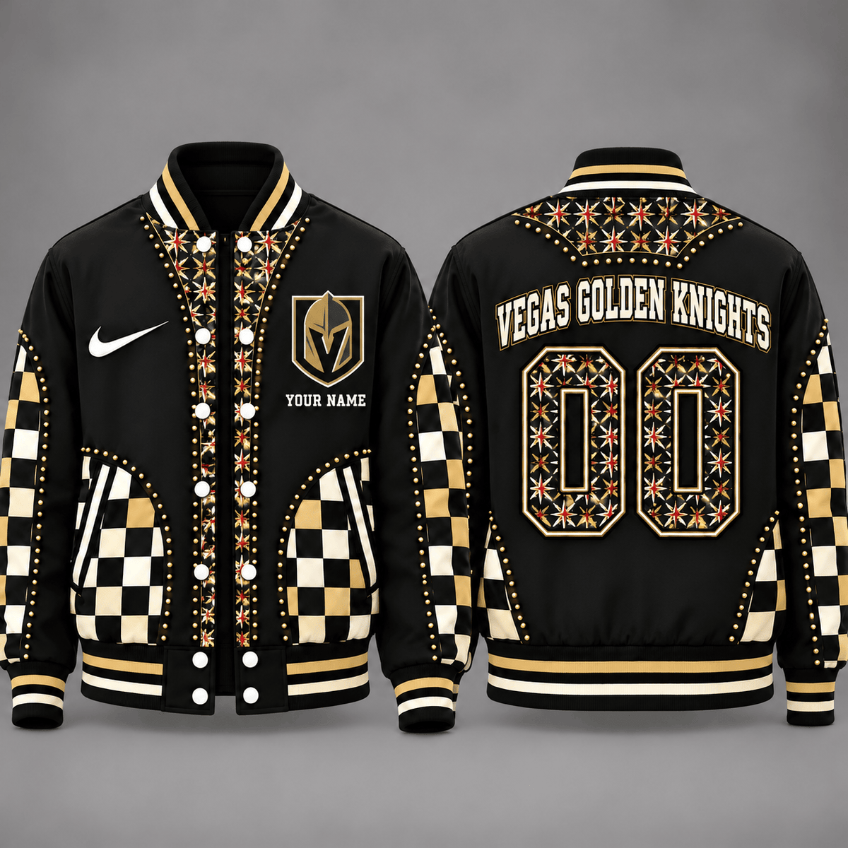 Vegas Golden Knights Personalized NHL Team Leopard Print Baseball Jacket